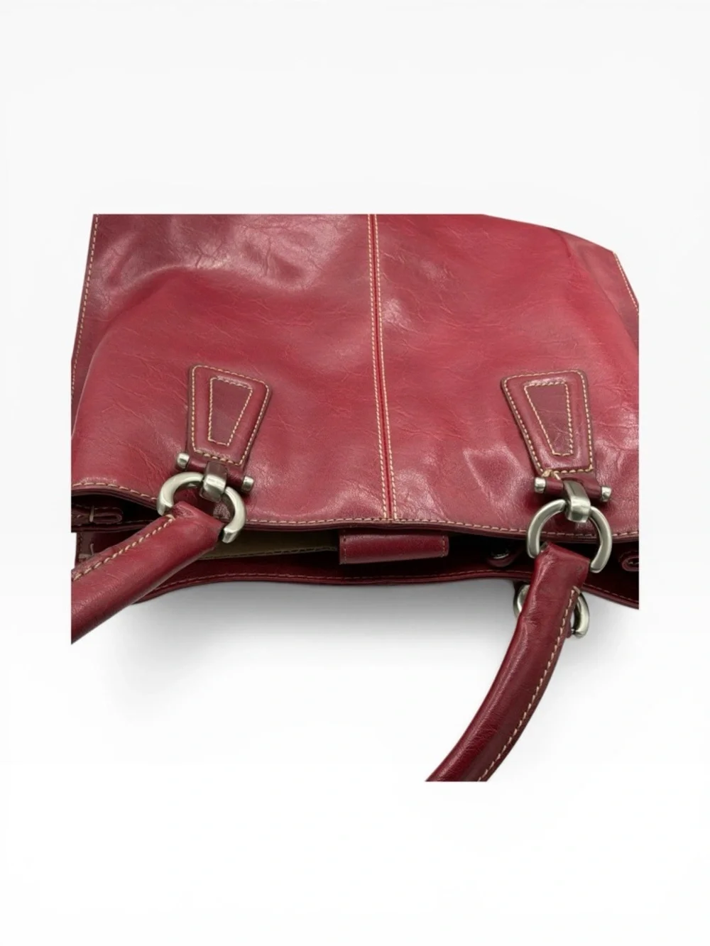 Liz Claiborne Deep Red Faux Leather Satchel NWOT